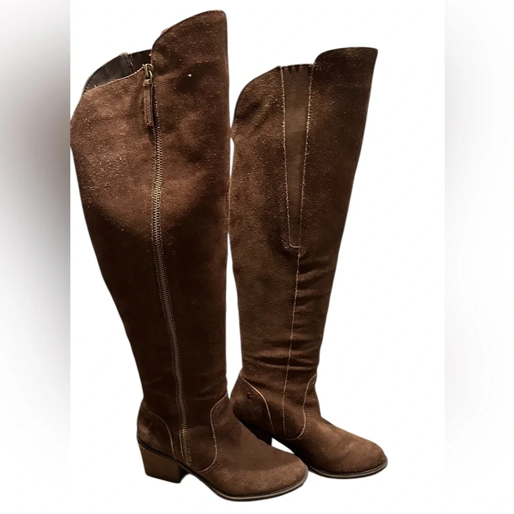Crown Vintage Uptown Brown Suede Tall Over the Knee Boots Size 6